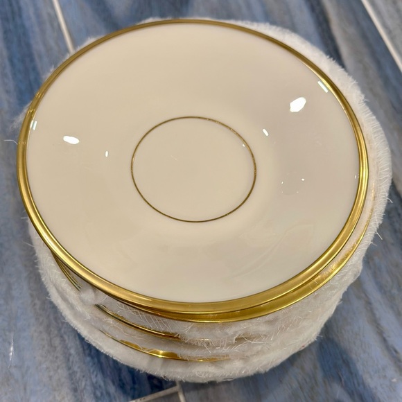 LENOX Eternal Gold Trim China Coffee Cup Saucers 6” Lot of 12. Great Condition - Picture 4 of 8